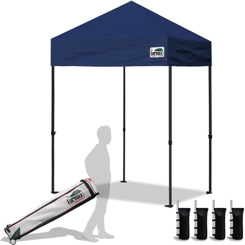 Eurmax USA 5'x5' Pop Up Canopy Tent Commercial Instant Canopies with Heavy Duty Roller Bag,Bonus 4 Sand Weights Bags (Navy Blue)