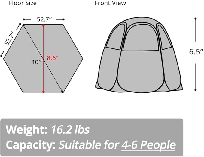 LEEDOR Pop Up Screen House Tent, UPF 50+ and Windproof Dome Outdoor Canopy Tent with Roll Up Zipped Door Privacy Gazebo, Compact and Lightweight for Party Camping Fishing Picnic, Grey