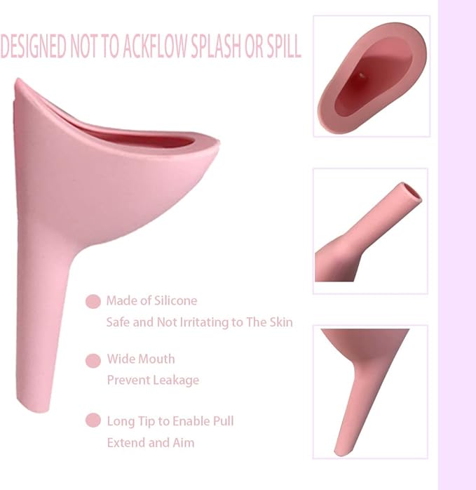 Ladies Urinal, Girls Silicone Urinal Portable, for Outdoor Activities, Camping, Reusable with Waterproof Bag