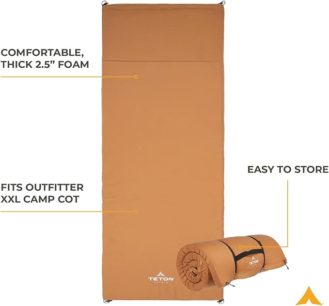Teton Canvas Camp Pad, Sleeping Pad for Car Camping, Brown