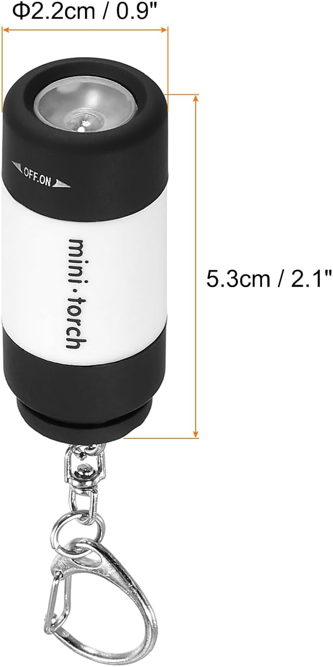 PATIKIL 2.1" Mini Rechargeable LED Keychain Flashlight, EDC Portable Small Torch with USB Charging for Everyday Carry, White