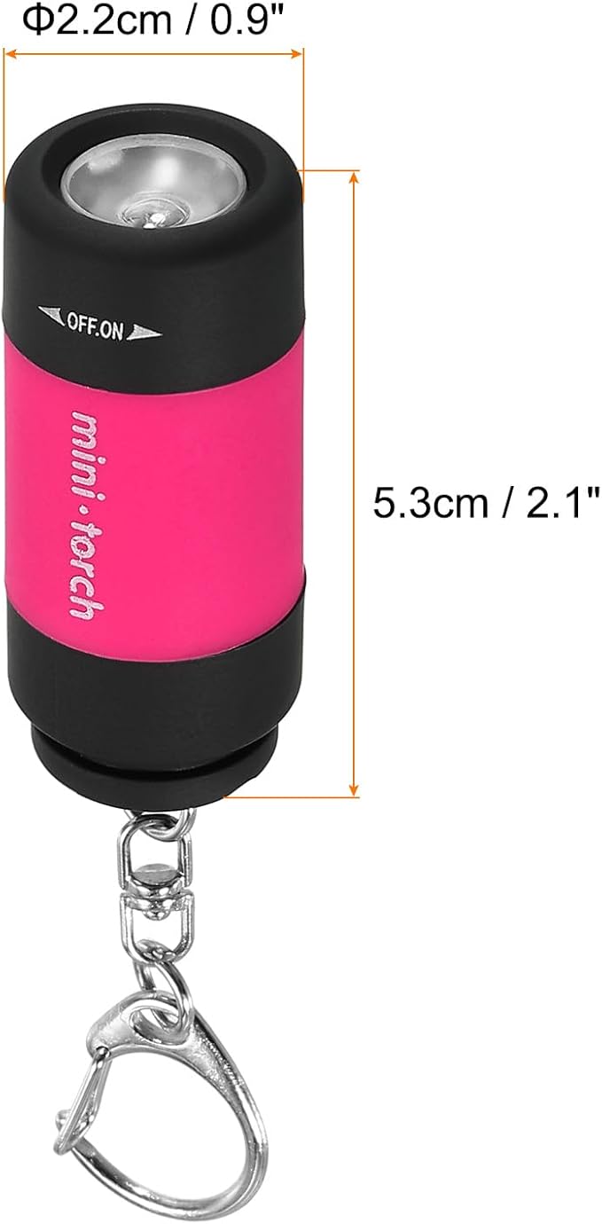 PATIKIL 2.1" Mini Rechargeable LED Keychain Flashlight, EDC Portable Small Torch with USB Charging for Everyday Carry, Bright Pink