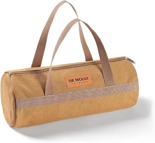 Tent Stakes Bag,Canvas Camping Storage Bags Essentials Accessories Tools Hiking Hunting Gear(Brown 40CM)