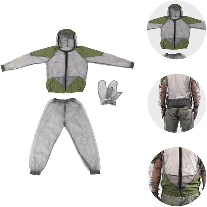 Kids Mosquito Suit Outdoor Net Clothing Mosquito Insect Bug Proof Clothing Insect Mesh Protection Clothing Mesh Insects Net Gloves mosquito suits for adults,bug suit Grey ( XL )
