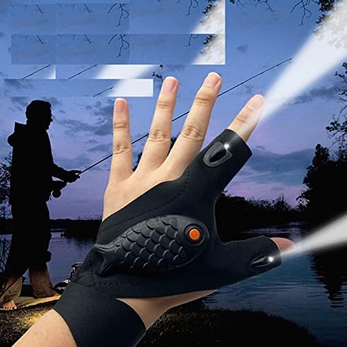 2 Pair LED Flashlight Gloves for Christmas Gifts for Men, Rechargeable Lighted Gloves Cool Gadget Hands Free Lights Repairing Cars Night Running Fishing Camping Hiking in Dark Place