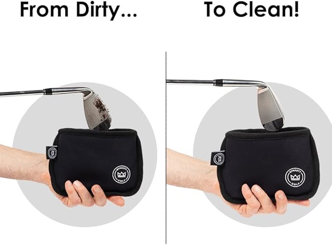 Golf Club Cleaner for Golf Bag - Golf Ball Cleaner Pouch - Waterproof Inside and Dry Outside - Golf Club Brush and Groove Cleaner in One - Golf Ball Washer - Golf Club Bag Accessories