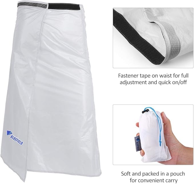 Rain Skirt, Ultra Light Thin Rain Skirt, Waterproof Lightweight Kilt, reathable Windproof Raincoat Rainwear Liner, Packable Windbreak Kilt Skirt for Cycling Riding Camping Hiking