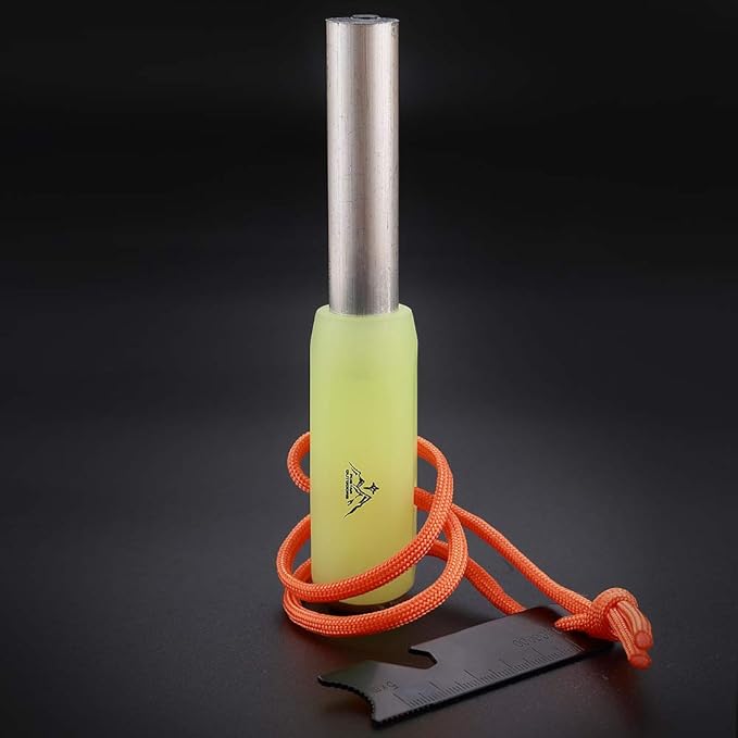 Fostar Outdoors Emergency Fire Starter,Magnesium Mg Rod Integrate with Ferro Rod, Paracord and Multi –Function Scraper Striker, Great for Bushcraft, Camping, Hiking, Hunting