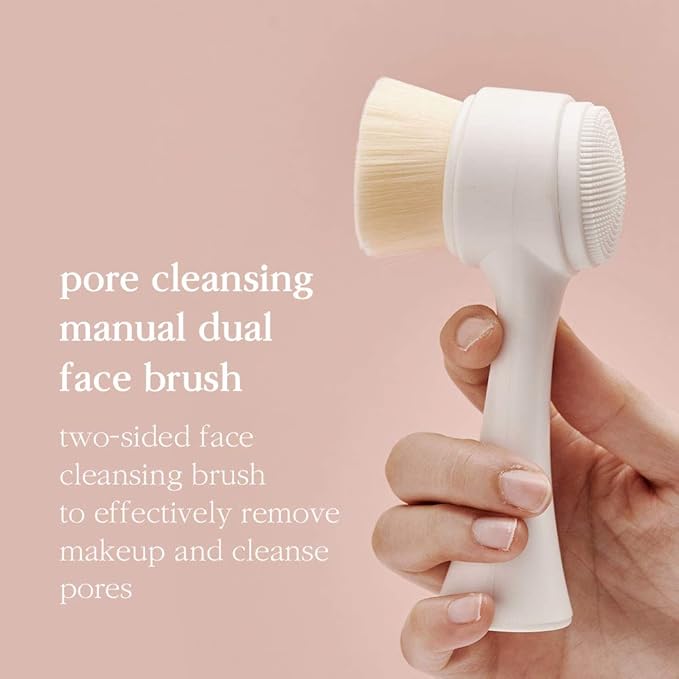 NOONI Cleansing Oil - Snow Aqua 0 LHA Toning Pore Care Korean Facial Oil Cleanser, 6.76 fl.oz (200 ml)*2EA + Pore Cleansing Tool - Manual Dual Brush Bundle