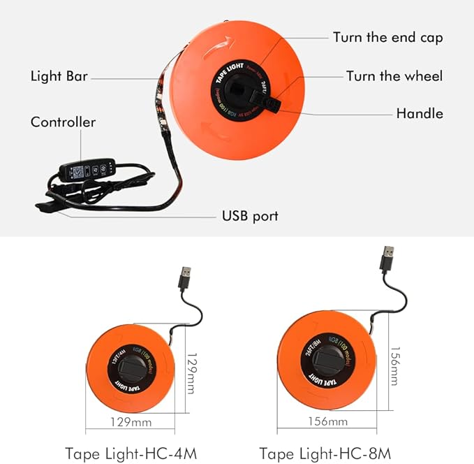 Camping Lights String,Tape Tent Lights RGB with 100 Modes Music Sync Color Changing APP Control Waterproof 13/26 FT ,Led Camping Lantern Retractable for Emergency Yard Camping Decoration (26 Ft)