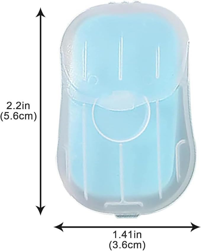 1 Box 50Pcs Blue Portable Soap Sheets, Mini Portable Travel Soap Paper Sheets Disposable Water Soluble Hand Washing Bath Scented Paper Soap, Outdoor Camping Soap and Shampoo, Camping Hiking