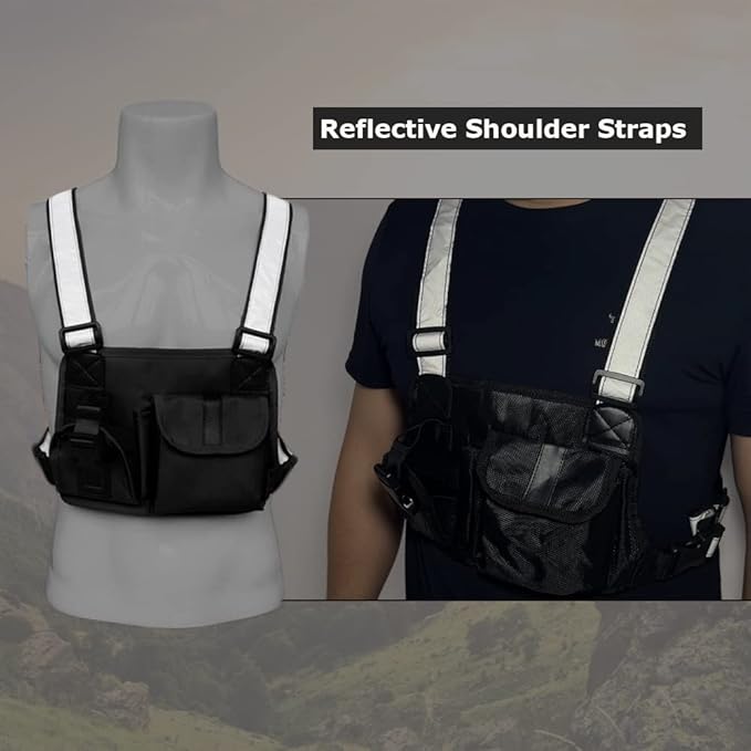 Hunting Radio Chest Harness Chest Pocket- Universal Talkie Talkie Holder Vest for Outdoor Hiking Camping Rescuing Mountaineer