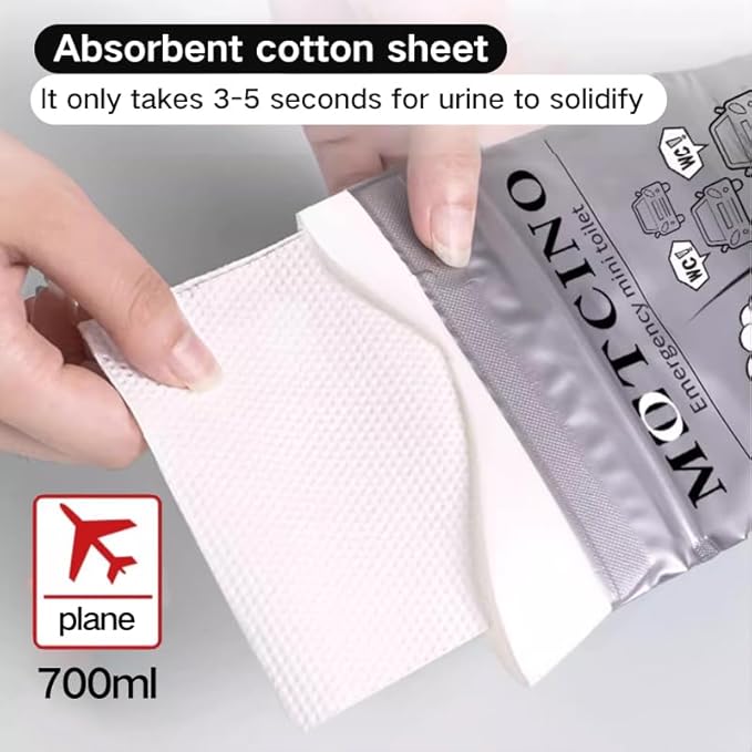 Disposable Urine Bag for Travel, Mobile Emergency Toilet in Car, 700 ml Gel Urine Bags for Camping Toilets, Traffic Jam, Vomit Bags, Portable Toilets for Adults, Children