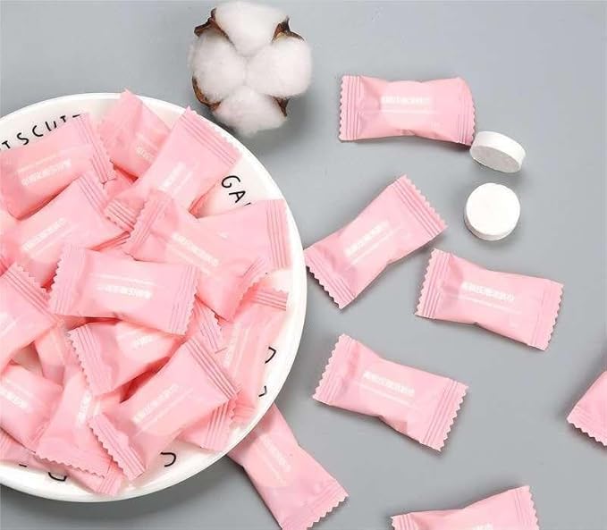 100PCS disposable compressed towel slices, compact travel towel for outdoor travel, camping, home, and simplified travel, ready to use, portable and independent packaging, white