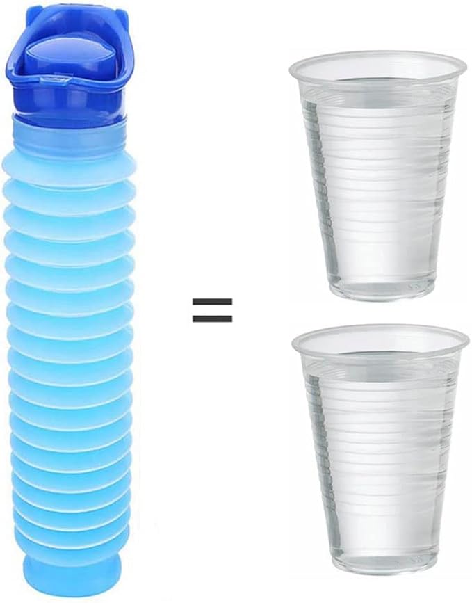 Set of 2 Portable Travel Urinal, Collapsible Urinals for Men and Women, Reusable Kids Potty, Personal Pee Bottle for Outdoor Camping, Long Road Trip and in Traffic