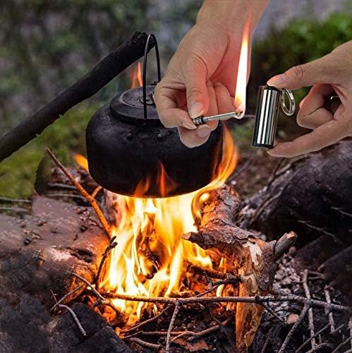 NAKUPENDA 5Pcs Permanent Match Flint Keychain Match Fire Starter Waterproof Emergency Survival Fire Starter Unlimited Sticks for Outdoor Camping (No Oil)