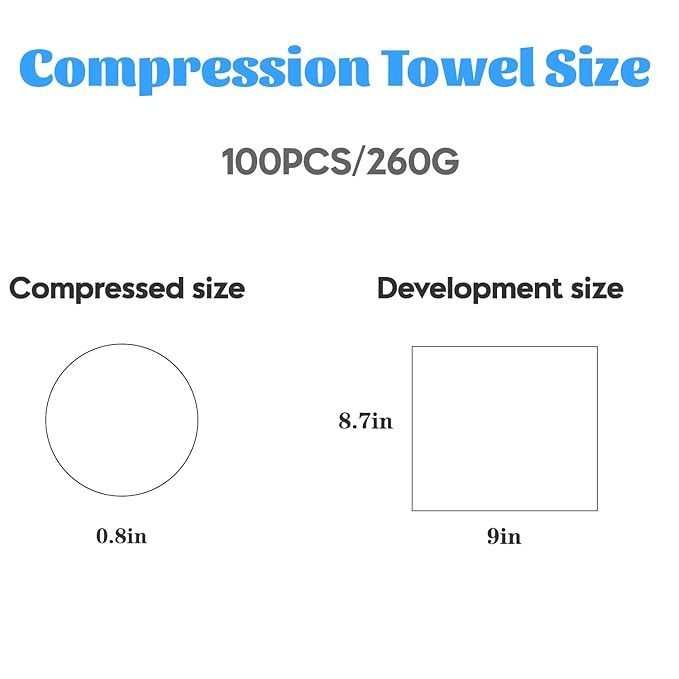 100 Pcs Mini Compressed Towels, Disposable Face Compressed Towel, Compressed Hand Wipe, Camping towel, Portable Compressed Coin Tissue for Travel/Home/Outdoor Activities (Individual packaging)