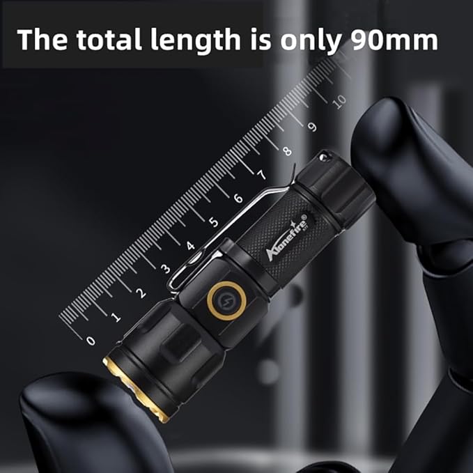 ALONEFIRE X77 LED Mini Flashlight High Lumens USB C Rechargeable Zoom Small Flashlight Bright Lightweight Pocket Size Long Range with 5 Light Modes Magnetic with Clip, Rechargeable Battery for EDC
