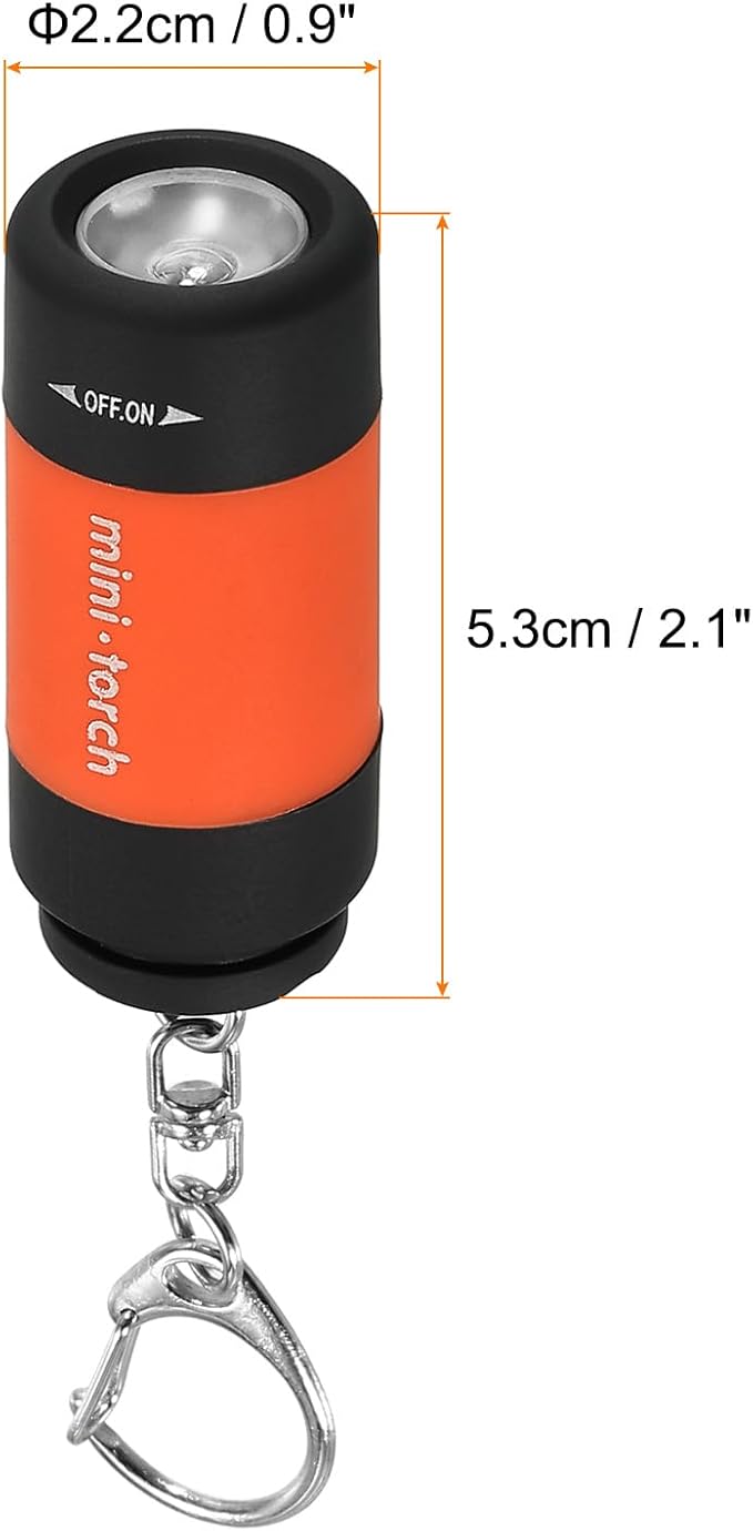 PATIKIL 2.1" Mini Rechargeable LED Keychain Flashlight, EDC Portable Small Torch with USB Charging for Everyday Carry, Orange