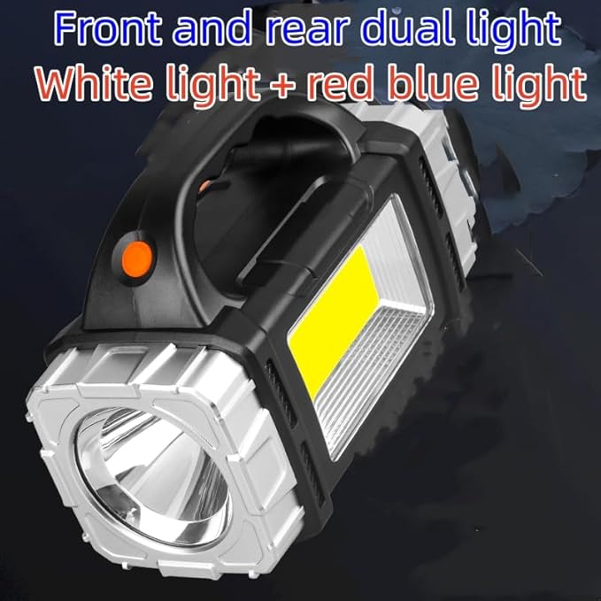 Spotlight Flashlight Rechargeable, Led High Lumens Super Bright, Solar Panels,7 Modes,IPX4 Waterproof Handheld Spotlight for Home Power Failure,Outdoor,Camping,Hiking,Emergencies