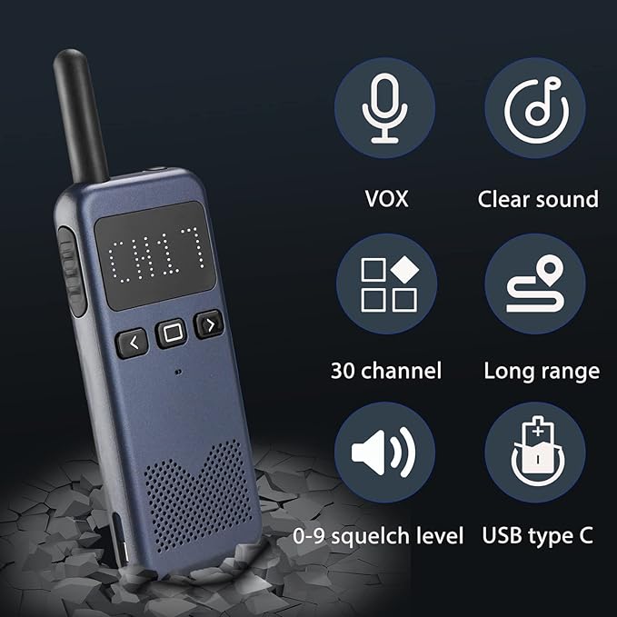 Retevis RB19P High Power Walkie Talkie for Adults, GMRS Long Range Two Way Radio, Mini, NOAA, USB-C, Emergency Alert, for Outdoor Hiking Skiing Navy Blue