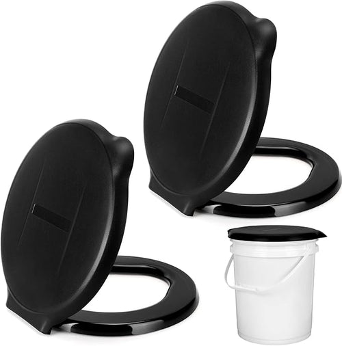 Glenmal 2 Pcs Emergency Portable Toilet Seat for 5 Gallon Bucket Outdoor Toilet Bucket Seat with Lid Toilet Cover for Camping Hiking Adults Kids