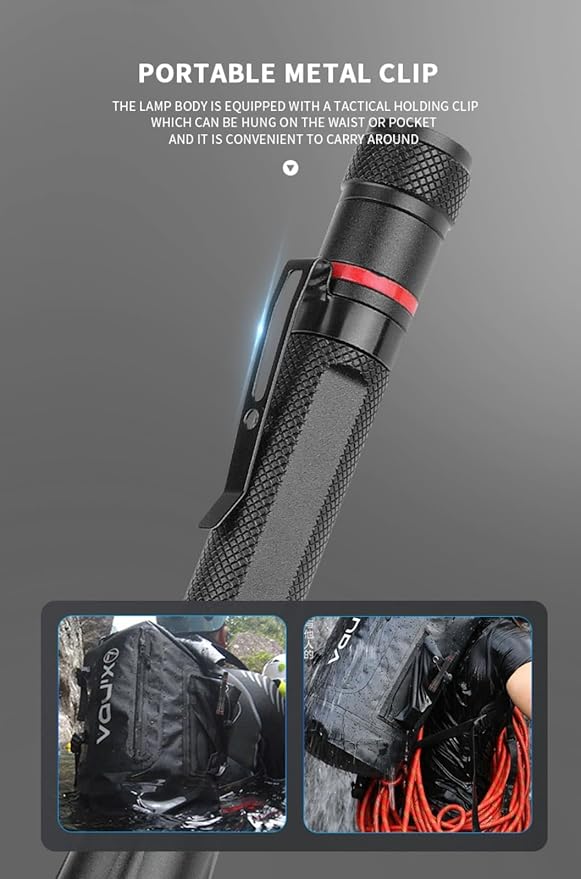 LUXJUMPER 2 Packs Pen Flashlights, 100 Lumens Bright Small Flashlight 3 Modes, Powered by AAA Batteries, Water Resistant, Tail Switch Pocket EDC Flashlight with Clip for Camping, Emergency, Gift