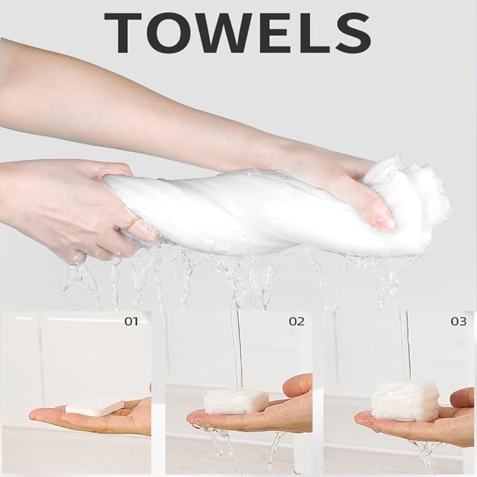 Compressed Towel Tablet Portable Face Towel Washcloth Reusable 28 Pack Wet and Dry Disposable Towel, Baby Towel or Dog Towel Camping Wipes for Travel Hiking Home Beauty (Bluk)