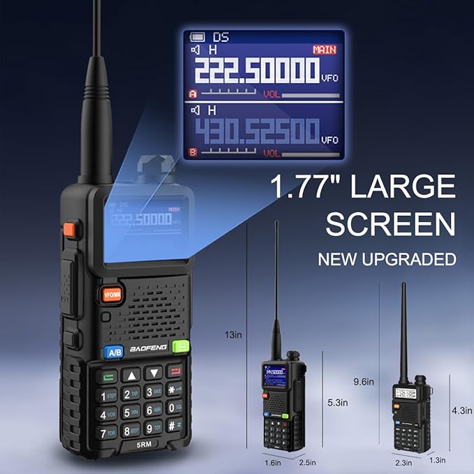 Ham Radio Handheld Baofeng Radio 5RM Long Range Walkie Talkies UV-5R Upgraded Two Way Radio, NOAA Weather, Type C Charging, 999CH Frequency Copy, Rechargeable 2500mAh Battery, Hiking Hunting Trip