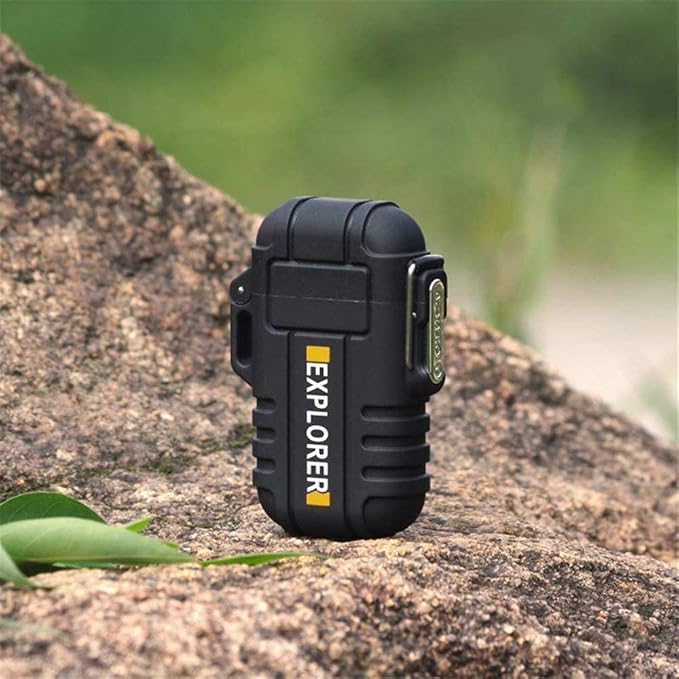 Lafagiet Waterproof Arc Lighter, Outdoor Dual Plasma Arc Lighter, USB Rechargeable Flameless Electric Lighters for Camping, Hiking, Survival Tactical (Black)
