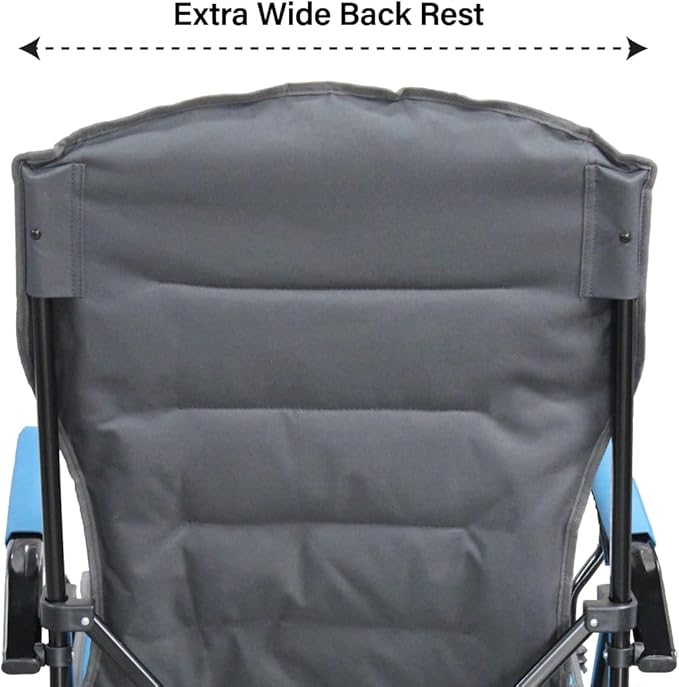 Caravan Sports High Back Deluxe Padded Folding Chair with Extra Wide Backrest, Padded Seat, Armrests & Cup Holder, Portable Outdoor Camping Chair with Carry Bag for Sports, Tailgating & Travel