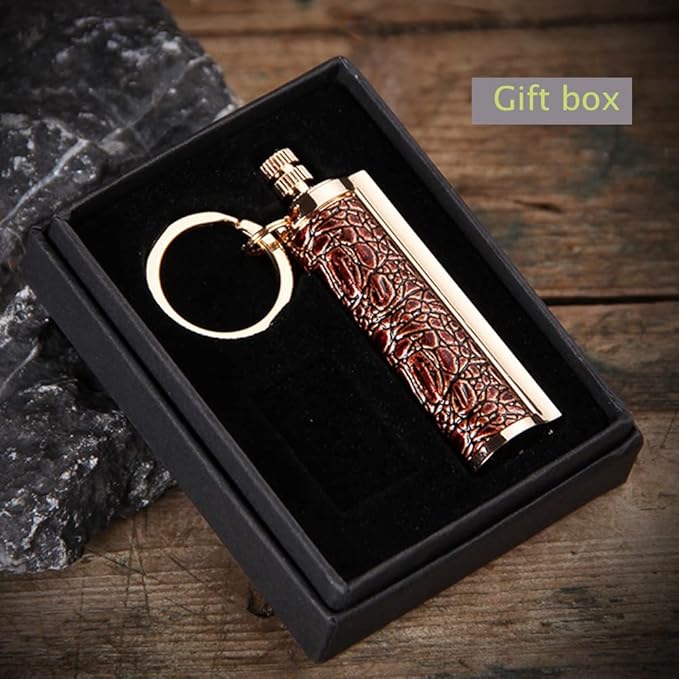 Fire Starter Lighter Waterproof Flint Match Outdoor Camping Permanent Metal Matchstick with Keychain(Sold Without Fluid) (Red+Red)