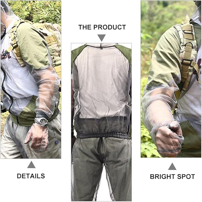 Kids Mosquito Suit Outdoor Net Clothing Mosquito Insect Bug Proof Clothing Insect Mesh Protection Clothing Mesh Insects Net Gloves mosquito suits for adults,bug suit Grey ( XL )