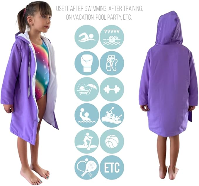 MACAR sport TOWEL swimming parka, waterproof fabric on the outside, dry jacket for kids and adults