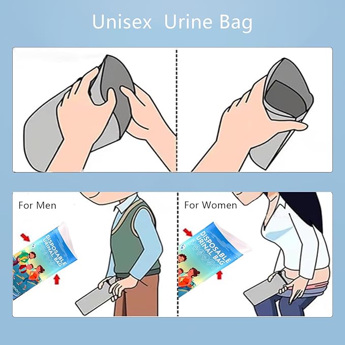 Disposable Urine Bags, 12 Pee Bags for Travel for Women, Portable Urinal for Women and Men, 900ML Emergency Toilet for Car and Vomit Bags Disposable, Camping Essentials Travel Toilet for Adult, Kids