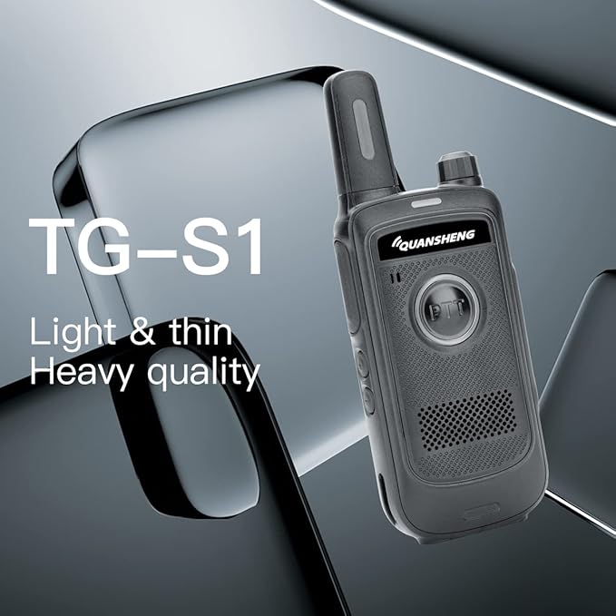 TG-S1 Walkie Talkie Rechargeable Two Way Radio, Long Range Portable FRS Two-Way Radios for Family Camping, Hiking, Car Trip (Black 1 Pack)