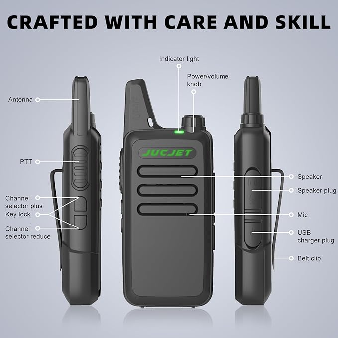 F20 Two Way Radio Long Range Rechargeable,VOX Handsfree, Portable, Small Walkie Talkies for Family Road Trip Camping Hiking (2 Pack)