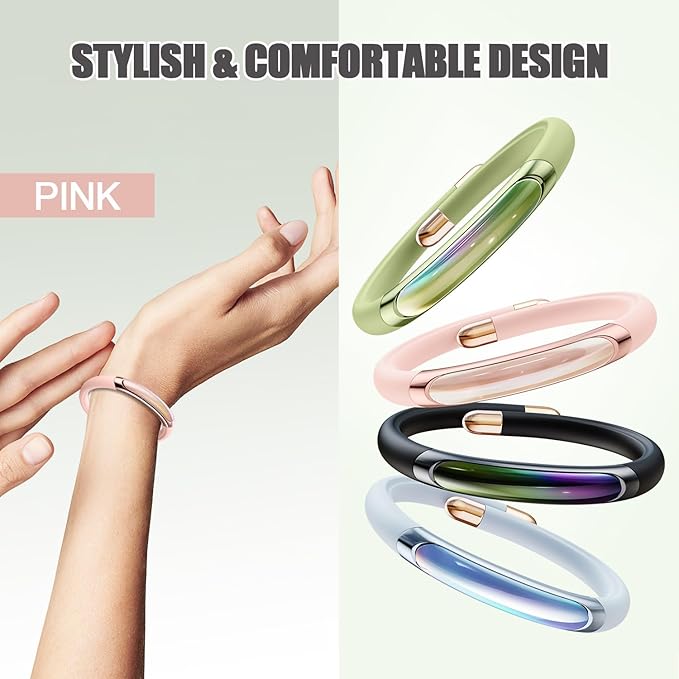 Mosquito Repellent Bracelets 1 Pack, DEET Free Mosquito Repellent Bands with 6 Pcs Essential Oil Cotton, Waterproof Insect Bug Repellent Wristbands for Adults and Kids Indoor Outdoor Use (Pink)