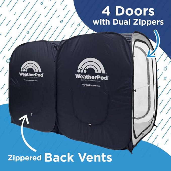 WeatherPod® The Original Shark Tank Side-by-Side™ 2-4 Person Pop-Up Pod - Stay Warm, Dry, and Out of The Sun - Weather Pod for Sports, Rain, or Wind - Simple to Set Up and Tear Down