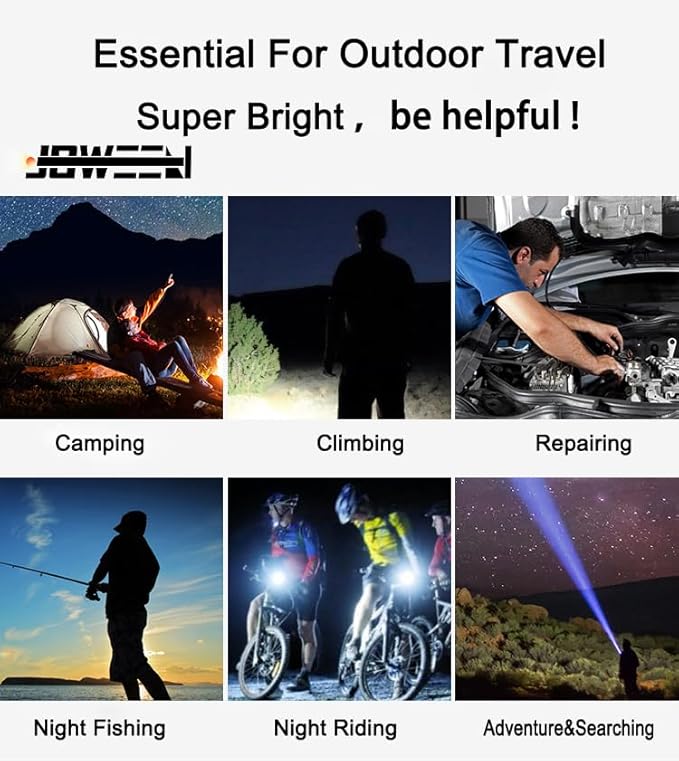 Rechargeable Flashlight, Portable and Super Bright Torch Light with 7 Modes, Power Output Function, IPX5 Waterproof for Outdoor Activities