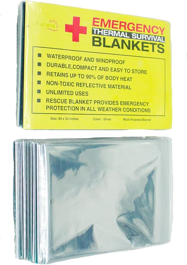 (4 Pack Emergency Thermal Survival Blankets, Mylar Blankets for Outdoor, Camping, Hiking, Survival, Large Silver Thermal Sheets, Heavy Duty Gear (4 pcs, Size 84x52)