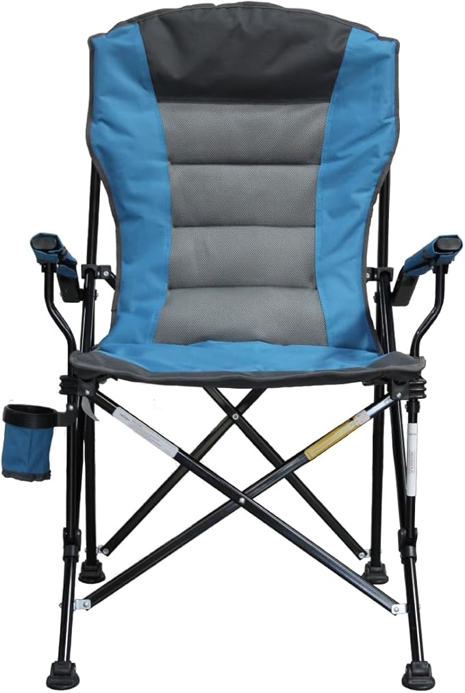 Caravan Sports High Back Deluxe Padded Folding Chair with Extra Wide Backrest, Padded Seat, Armrests & Cup Holder, Portable Outdoor Camping Chair with Carry Bag for Sports, Tailgating & Travel