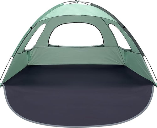 WhiteFang Beach Tent Anti-UV Portable Sun Shade Shelter for 3/4/6/8 Person, Extendable Floor with 3 Ventilating Mesh Windows Plus Carrying Bag, Stakes and Guy Lines