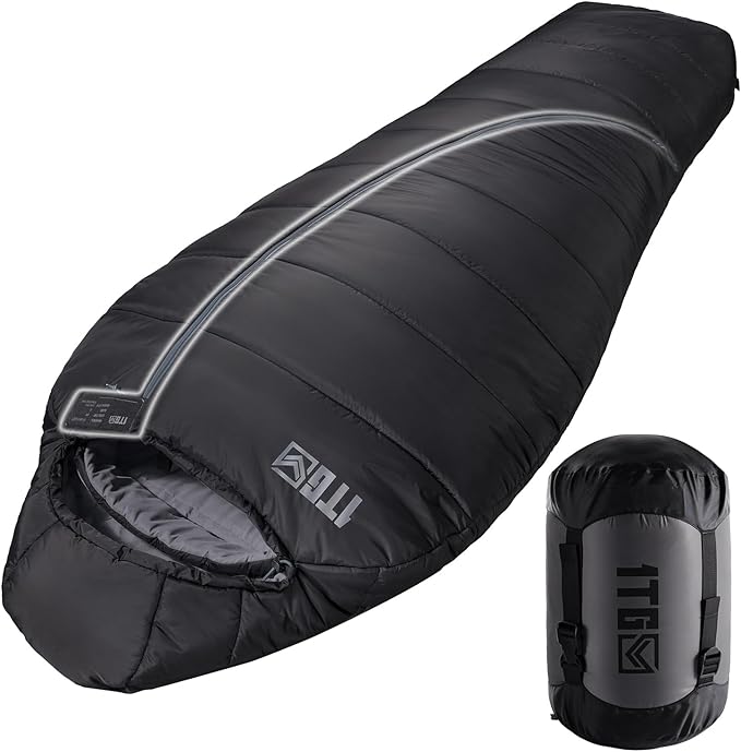 Sleeping Bag for Adults, Warm Weather Camping Mummy Sleeping Bags (25-36℉) with Adjustable Hood, Phone Pocket & Compression Sack for Hiking Travel Hunting