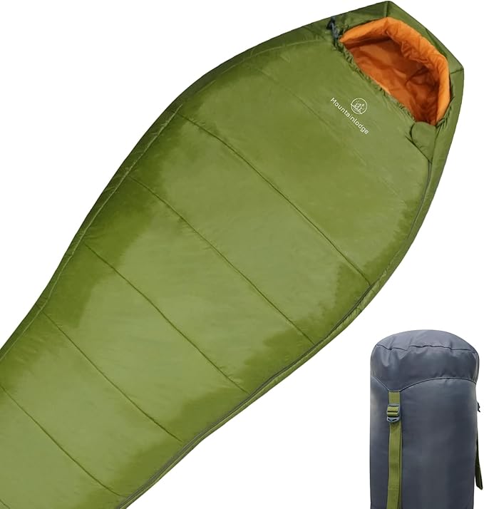 Mountainlodge 3-4 Seasons Shingle Sleeping Bag 15℉ with Inner Pocket for Adult,Perfect for Backpacking,Traveling and Hiking,Including Free Compression Stuff Sack.