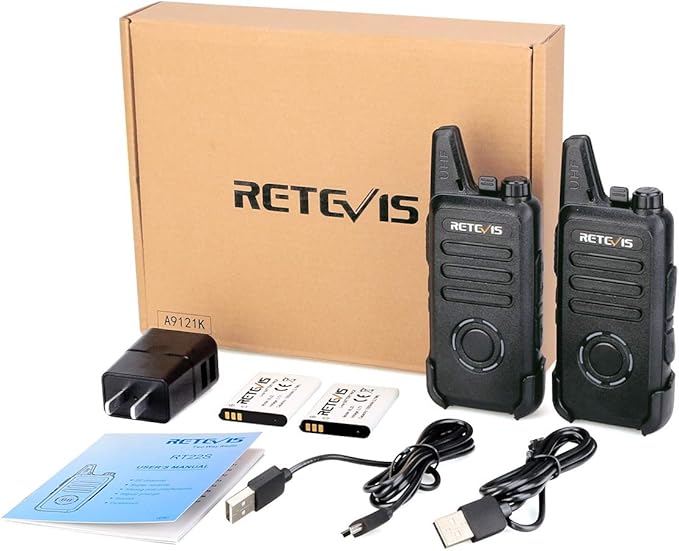 Retevis RT22S Walkie-Talkies Rechargeable,Small Walkie Talkies for Adults,VOX Alarm Channel Signal Display,Compact Two Way Radios for Family Community Gift Skiing(2 Pack)