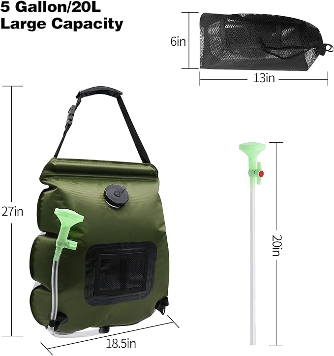 Solar Shower Bag, 1/2/4 Pack 5 Gallons/20L Camping Shower Bag, Portable Shower Bag with Removable Hose and On-Off Switchable Shower Head for Camping Beach Swimming Outdoor Traveling Hiking
