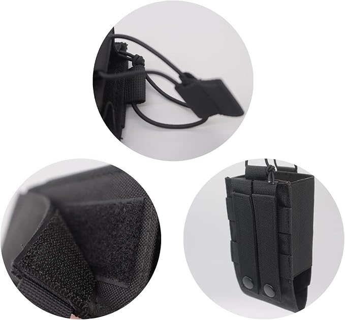 1000D Nylon Tactical Radio Holder Radio Case Radio Pouch Military Molle Radio Walkie Talkie Holder Bag Hunting Magazine Pouches Pocket for Two Ways Walkie Talkies Compatible (Black)