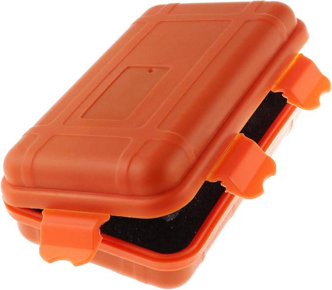 DGZZI Survival Storage Box Orange Plastic Waterproof Shockproof Airtight Outdoor Survival Storage Case Box 135x80x40mm