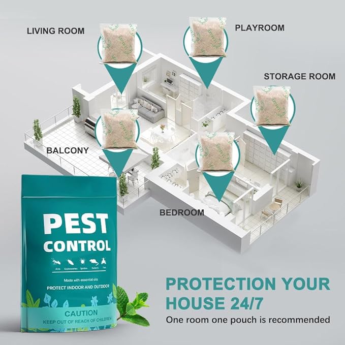Pest Control Pouches, Rodent Repellent, Indoor Mice Repellent, Repel Mice,Mouse,Rats,Ant,Roach,Spider,Moths& Other Pest,Mouse Repellent Pouches,Safe for Kids & Pets,Pest Repellent-12 Pouches